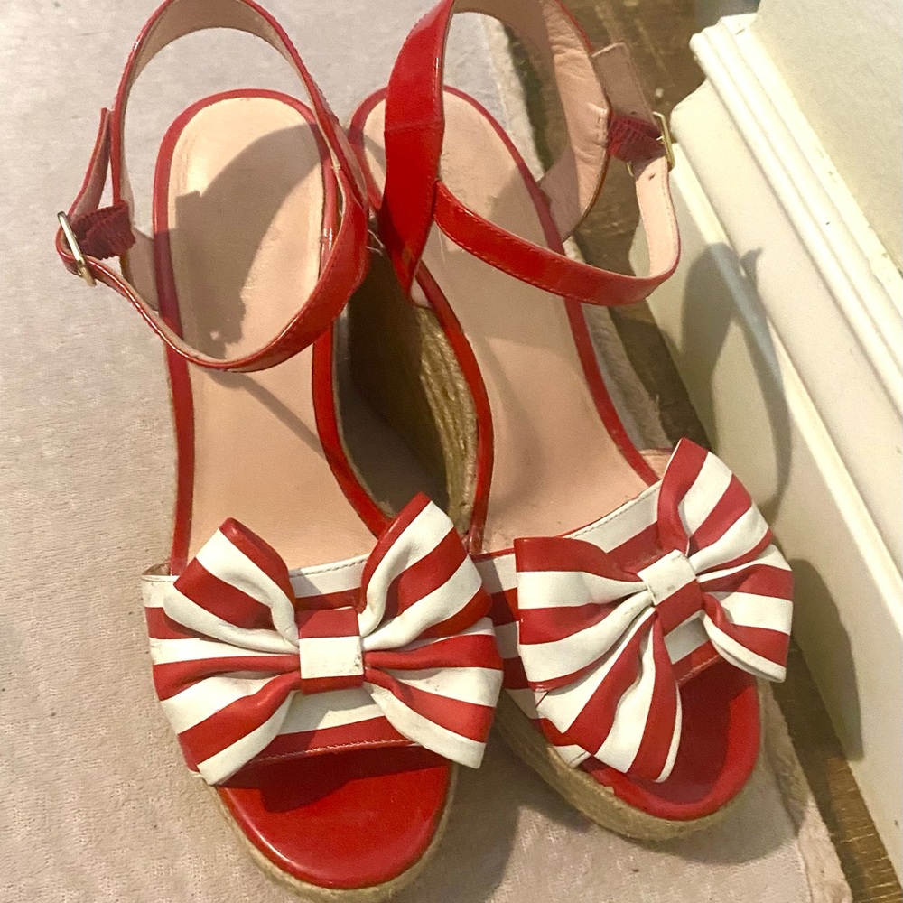 Kate Spade Red and White Espadrille Sandals